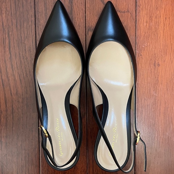NWT Gianvito Rossi Ribbon Sling Vitello in black leather size 38.5 - Picture 1 of 8